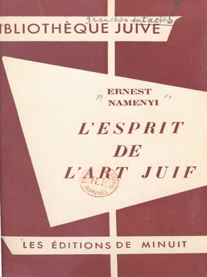 cover image of L'esprit de l'art juif